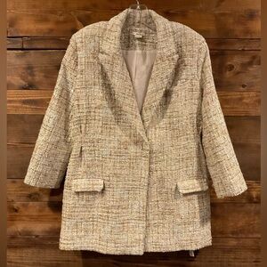 NWT JASON WU Tweed Boucle in Cream/Pastels w/clear sequin Womens LARGE BEAUTIFUL